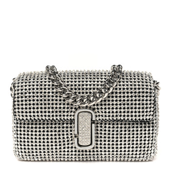 MARC JACOBS The Rhinestone J Marc Mini Shoulder Bag Silver