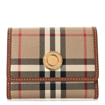 BURBERRY E-Canvas Vintage Check Tri-Fold Wallet Archive Beige