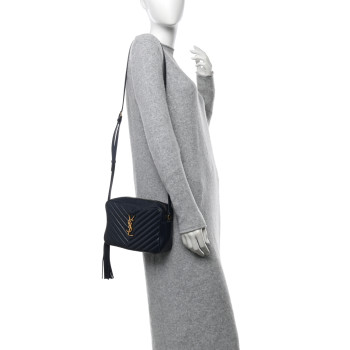 SAINT LAURENT Calfskin Matelasse Monogram Lou Camera Bag Deep Marine