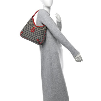 GUCCI Monogram Medium Abbey D Ring Hobo Navy Red