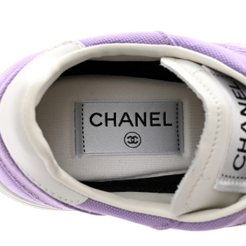 シャネル38.5 CHANEL 38.5 Salmon Pink Canvas Leather Lace Up Sneakers
