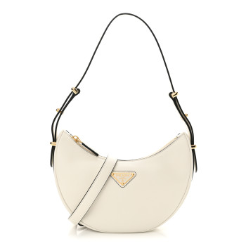 PRADA Soft Calfskin Arque Shoulder Bag White