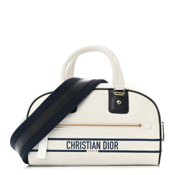 CHRISTIAN DIOR Calfskin Small Dior Vibe Zip Bowling Bag White