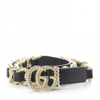 GUCCI Calfskin Torchon Double G Chain 25mm Belt 85 34 Black