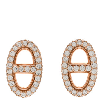 HERMES 18K Rose Gold Diamond New Farandole Earrings