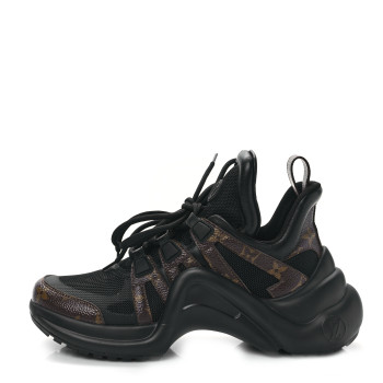 LOUIS VUITTON Calfskin Patent Monogram LV Archlight Sneakers 37.5 Black
