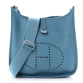 HERMES Taurillon Clemence Evelyne III GM Blue Jean