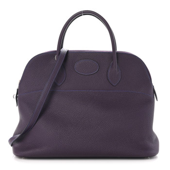 HERMES Taurillon Clemence Horseshoe Bolide 35 Raisin Bleu Electrique