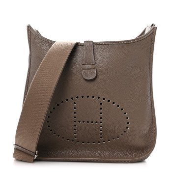 HERMES Taurillon Clemence Evelyne III GM Etoupe