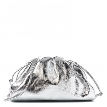 BOTTEGA VENETA Metallic Calfskin The Mini Pouch Silver