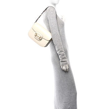GUCCI Azalea Calfskin Horsebit 1955 Shoulder Bag Mystic White