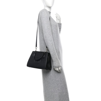 GUCCI Pebbled Calfskin Medium Soho Top Handle Satchel Black