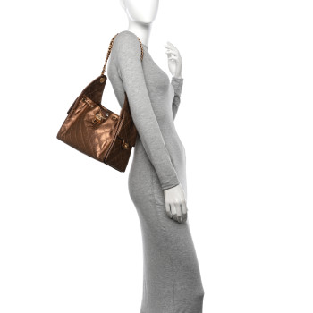 CHANEL Metallic Caviar Quilted Small Chanel 25 Handbag Bronze