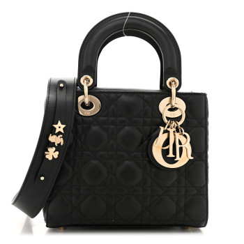 CHRISTIAN DIOR Lambskin Cannage Small My ABCDior Lady Dior Black