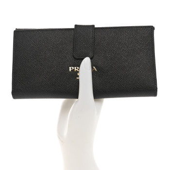 PRADA Saffiano Metal Large Wallet Black