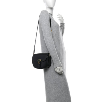 CHRISTIAN DIOR Box Calfskin Medium Bobby Flap Black