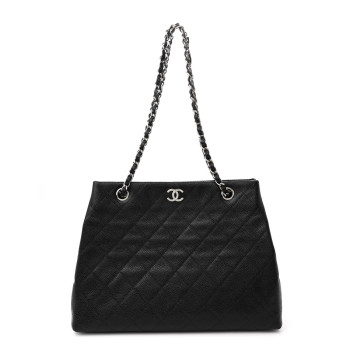 CHANEL Caviar Quilted Small Shopping Tote Black