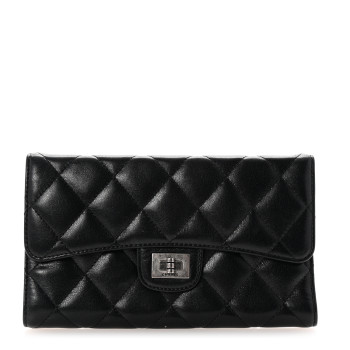 CHANEL Aged Calfskin Quilted Large Reissue Gusset Flap Wallet Black