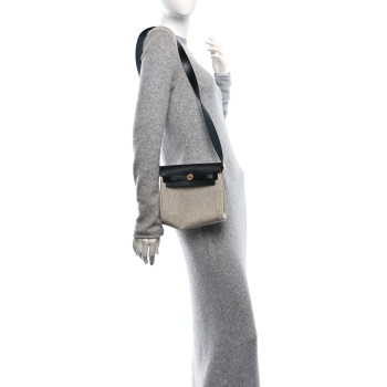 HERMES Military Toile Vache Hunter Herbag Zip Retourne 20 Ecru Black