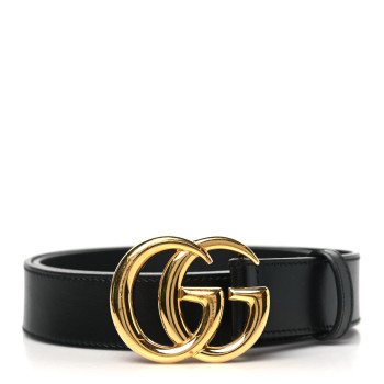 GUCCI Calfskin Double G 30mm Belt 80 32 Black