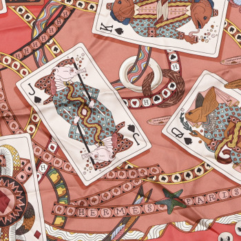 HERMES Silk Twill Dame de Coeur Scarf 90 Corail Terracotta Narce