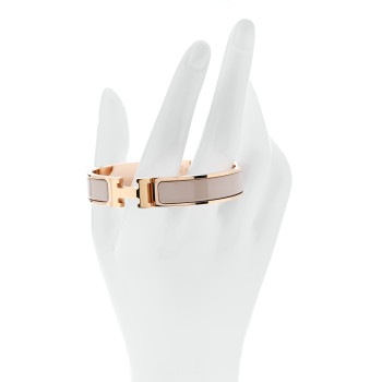 HERMES Enamel Narrow Clic Clac H Bracelet GM Beige Rose