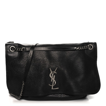 SAINT LAURENT Grained Lambskin Monogram Oversized Niki Chain Satchel Black