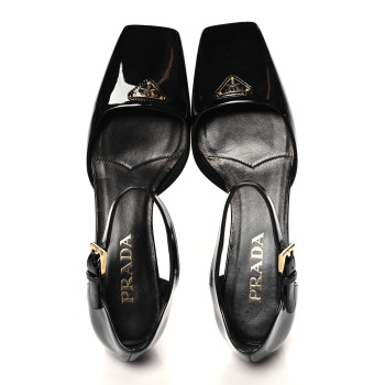 PRADA Patent Triangle Squared Toe 35mm Pumps 37 Black