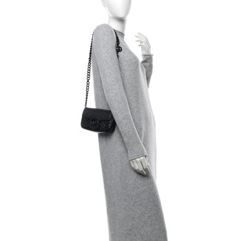 GUCCI Calfskin Matelasse Monochrome GG Marmont Chain Belt Bag Black