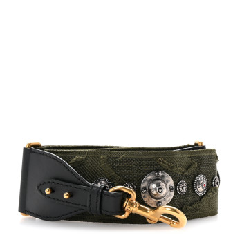 CHRISTIAN DIOR Canvas Embroidered Studded Camouflage Shoulder Strap Vert Multicolor