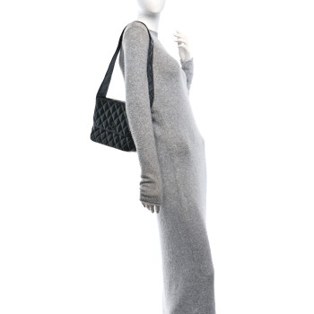 CHANEL Patent Quilted Shoulder Flap Bag Black