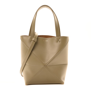 LOEWE Shiny Calfskin Mini Puzzle Fold Tote Eucalyptus