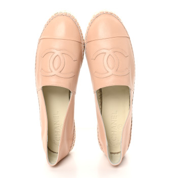 CHANEL Lambskin CC Espadrilles 40 Nude