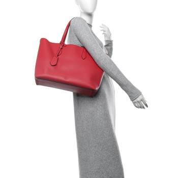 BURBERRY Haymarket Check Medium Reversible Tote Poppy Red