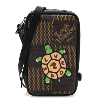 LOUIS VUITTON X NIGO Giant Damier Ebene Tortoise Double Phone Pouch