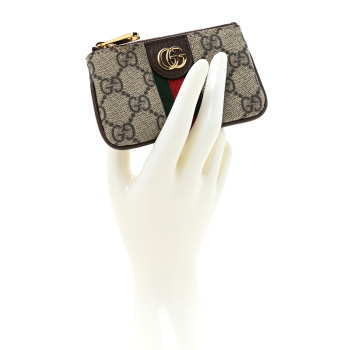 GUCCI GG Supreme Monogram Web Ophidia Key Case Beige New Acero