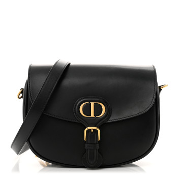 CHRISTIAN DIOR Box Calfskin Medium Bobby Flap Black