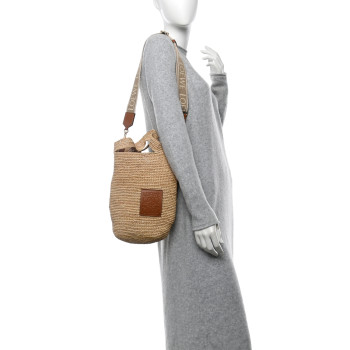 LOEWE Raffia Mini Slit Tote Bag Natural Tan
