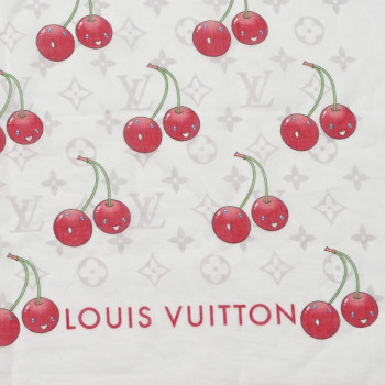 LOUIS VUITTON LV X TM Cotton Monogram Cerises Shawl White