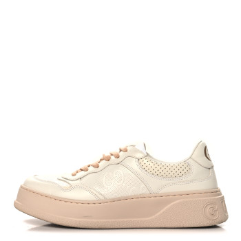 GUCCI Calfskin GG Tennis Embossed Womens Platform 55mm Sneakers 40 White
