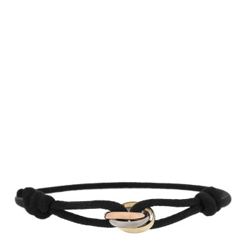 CARTIER 18K Pink Yellow White Gold Trinity Adjustable Cord Bracelet Black