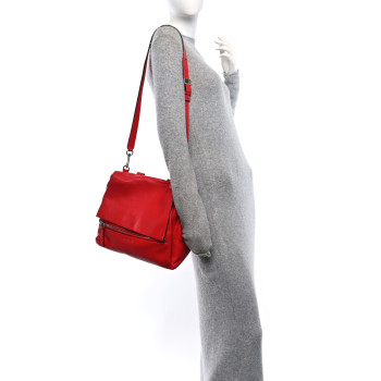 GIVENCHY Waxy Grained Calfskin Mini Pandora Pure Flap Bag Medium Red