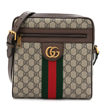 GUCCI GG Supreme Monogram Web Small Ophidia Messenger Bag Brown