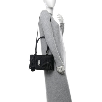 PRADA Glossy Calfskin Medium Sound Shoulder Bag Black