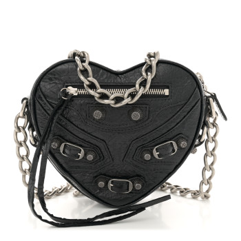 BALENCIAGA Agneau Arena Mini Le Cagole Heart Bag Black