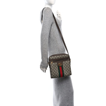 GUCCI GG Supreme Monogram Web Small Ophidia Messenger Bag Brown