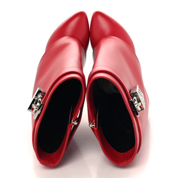 GIVENCHY Calfskin Shark Lock Ankle Boots 37 Red