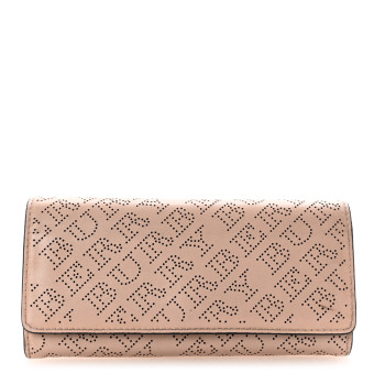BURBERRY Calfskin Perforated Halton Wallet Pale Fawn Pink