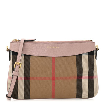 BURBERRY House Check Derby Peyton Crossbody Clutch Bag Pale Orchid