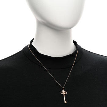 TIFFANY 18K Rose Gold Diamond Fleur De Lis Key Pave Pendant Necklace